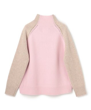 BEIGE， RULE / ウールカシミヤバイカラーハイネックニット Lilac × Taupe