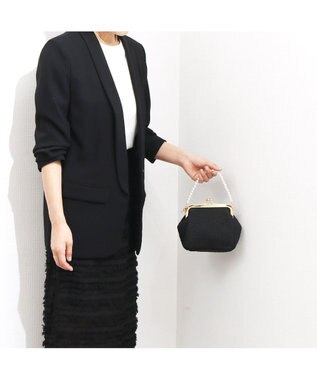 UNBILLION カシュカシュ cachecache / 2wayパールハンドル付きがま口パーティバッグ ブラック