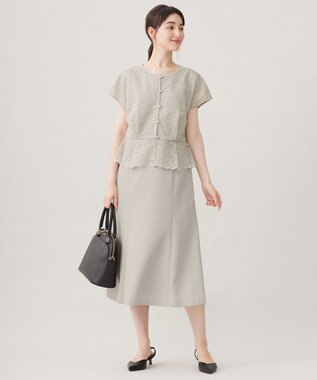 自由区 【カタログ掲載・洗える】レースブラウスコンビ ワンピース サンドベージュ