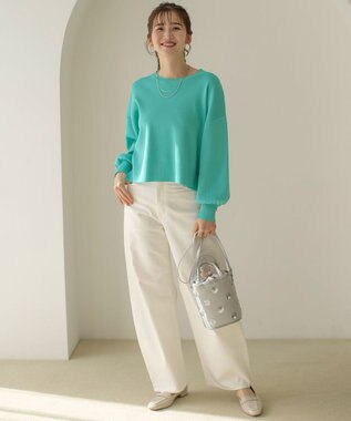 ANY SIS L 【花粉対策】ドルマン ニット エメラルドグリーン