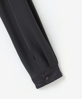 自由区 L 【カタログ掲載・セットアップ対応】フラワーオパールプリントブロッキング ブラウス ネイビー