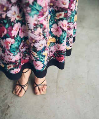 GRACE CONTINENTAL グラデフラワープリントスカート ピンク