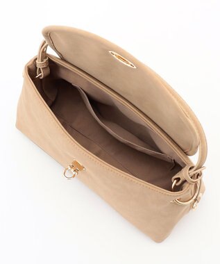 組曲 スエードライク トップハンドルバッグ ベージュ系