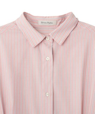 Green Parks イージーケア抜け衿ウエストタックシャツワンピース Pink