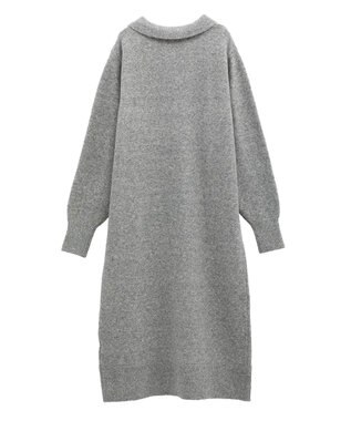 Green Parks 金釦ポロシャツニットワンピース Gray Mixture