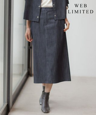 J.PRESS LADIES S 【WEB限定】セルロースシャンブレー ナロー スカート 【WEB限定】ネイビー系