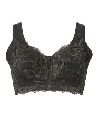  【BRADELIS NewYork peace / ノンワイヤー・フロント留め・スッキリ着痩せ】細く見えるフロントファスナーブラ23 S～5L