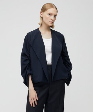 BEIGE， ZINNIA / ノーカラーブルゾン Navy