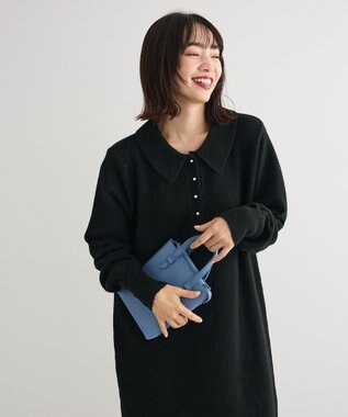 Green Parks 金釦ポロシャツニットワンピース Black