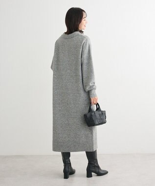 Green Parks 金釦ポロシャツニットワンピース Gray Mixture