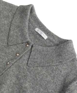 Green Parks 金釦ポロシャツニットワンピース Gray Mixture