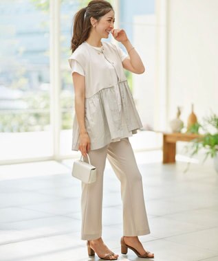 組曲 S 【接触冷感・吸湿・UVカット】ジョーゼットジャージー ジレ グレージュ系