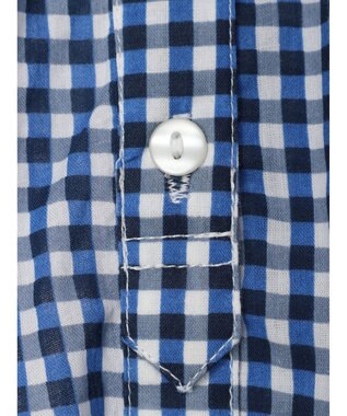 earth music&ecology コットンボイルギャザーワンピース Check Blue