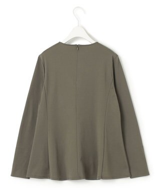 ICB 【洗える】リバーストレッチジャージー ペプラムカットソー アッシュカーキ系