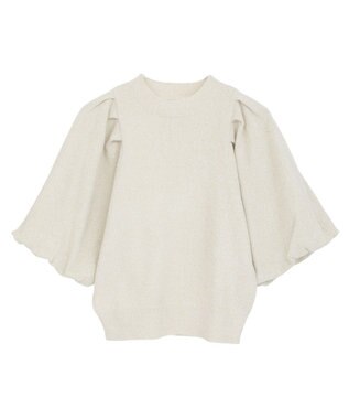 earth music&ecology ラメモールパフスリニットプルオーバー Ivory