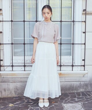 earth music&ecology ラメモールパフスリニットプルオーバー Mocha