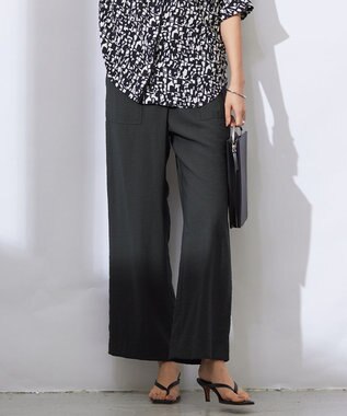 ICB 【洗える】VIS/NYタンブラーツイル ワイドパンツ チャコール系