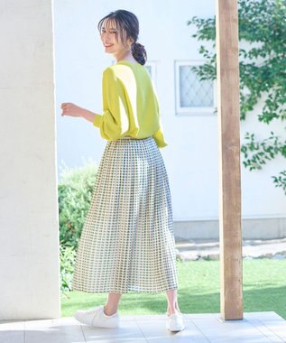 ANY スクエアプリントスカート グリーン系