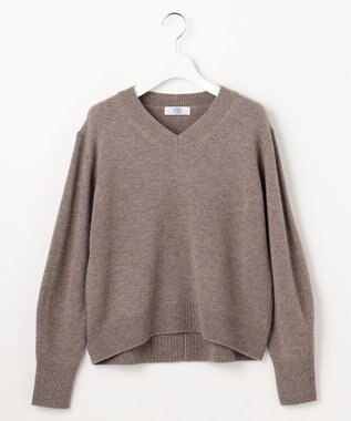 J.PRESS LADIES CASHBIT NEO Vネック ニット モカ系