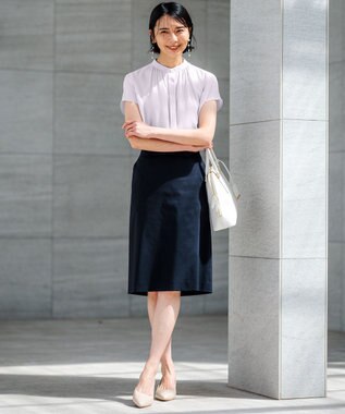 23区 S 【洗える】バックサテンアムンゼン パール釦 ブラウス ライラック系