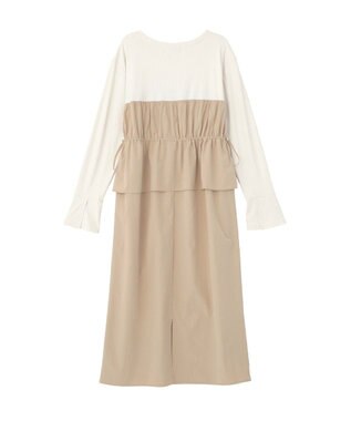 Green Parks ペプラムドッキングワンピース Light Beige