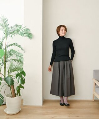 muuc 〈洗えるニット〉〈肌に優しいニット〉〈カシミヤ×シルク×ウール〉〈通年着られるニット〉リブ編みタートルネックニットプルオーバー ブラック