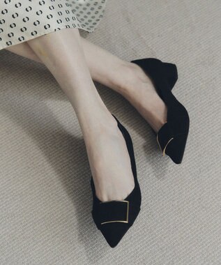 YECCA VECCA バックルローヒールパンプス Black