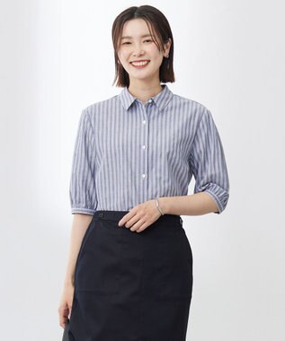 【洗える】BEZ 空羽ストライプ シャツ ブラウス