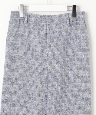 自由区 【セットアップ対応・洗える】ライトミックスツイードワイドストレート パンツ ライトブルー