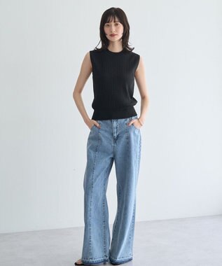 YECCA VECCA 【マシンウォッシャブル】ノースリーブリブニット Black