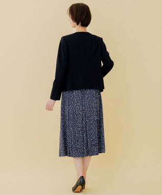 自由区 【好評につき追加生産/洗える】WASHABLEPONTE ノーカラージャケット ネイビー系