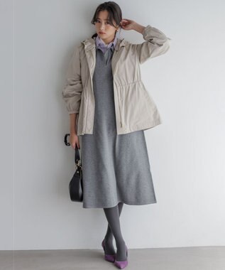 組曲 【加藤ローサさん着用】スキッパーニット ワンピース ライトグレー系