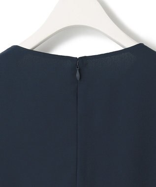 ICB 【洗える】ソフトジョーゼット　ランダムタックブラウス ネイビー系