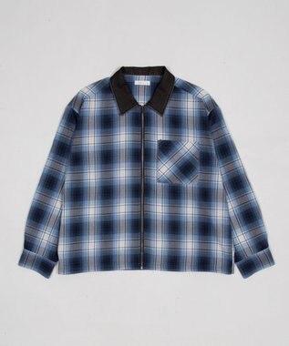 WEGO 【ユニセックス着用ITEM】オンブレチェックシャツジャケット ブルーチェック1