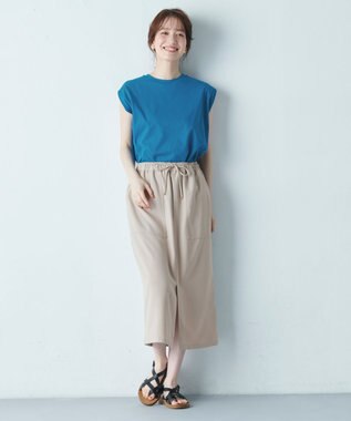 ANY 【接触冷感/UVケア】ビューティベーシックノースリーブタックTシャツ ブルー