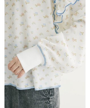 Green Parks ・Ｄｏｕｂｌｅ　Ｆｌａｇｓ　フラワーｐｔワッフルロンＴＥＥ Off White