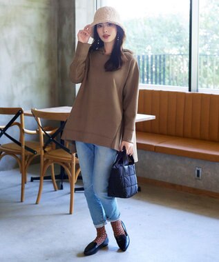 Tiaclasse 【洗える】バックフレアダンボールパーカー キャメル