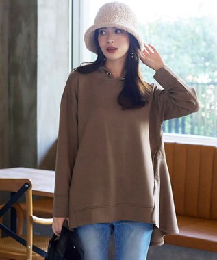 Tiaclasse 【洗える】バックフレアダンボールパーカー キャメル