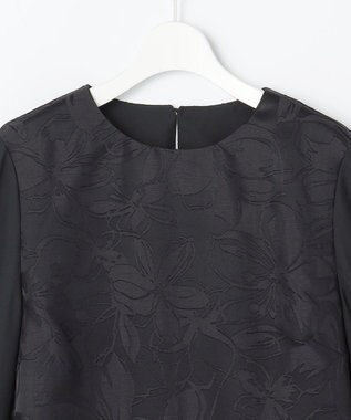 自由区 L 【カタログ掲載・セットアップ対応】フラワーオパールプリントブロッキング ブラウス ネイビー