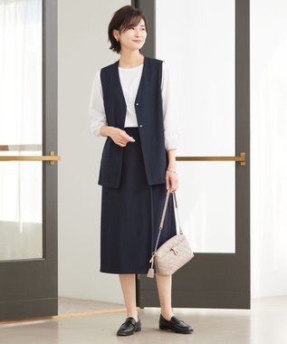 J.PRESS LADIES 【洗える】Hari-Puru jersey ジレ ネイビー系