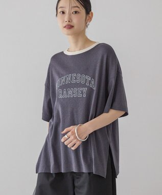 AMERICAN HOLIC ロゴ入りヴィンテージ半袖プルオーバー Charcoal Gray
