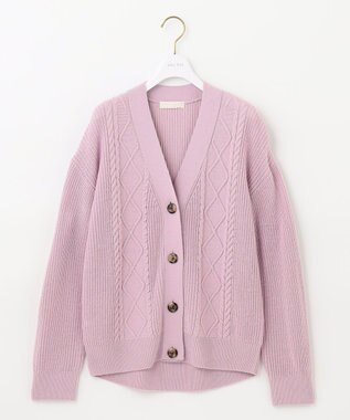 ANY SIS 【洗える】スフレケーブルミックス カーディガン ペールピンク