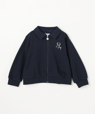 組曲 KIDS 【110-140㎝】ラウンドカラージップアップパーカー ネイビー