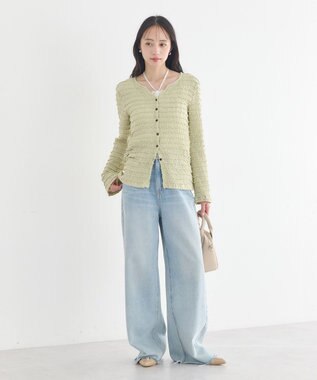 earth music&ecology 【予約】シャーリングカットカーディガン ミント