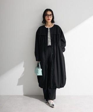 Green Parks ギャザードロストワンピース Black