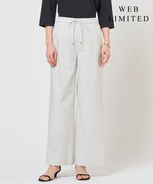 J.PRESS LADIES 【WEB限定】セルロースリネンストレッチ ワイドストレート パンツ 【WEB限定】ライトグレー系