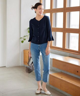 Tiaclasse 【洗える】ハートネックフレア袖ブラウス オフホワイト