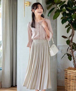 Tiaclasse 【洗える】ハートネックフレア袖ブラウス ピンク