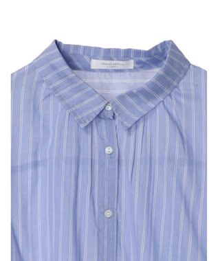 Green Parks インド綿 ボイルゆったりシャツ Stripe Sax