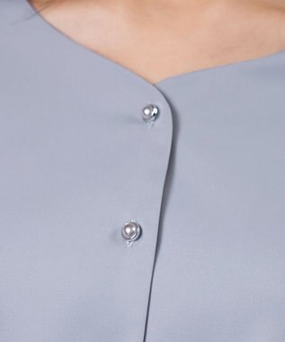 Tiaclasse 【洗える】ハートネックフレア袖ブラウス サックス